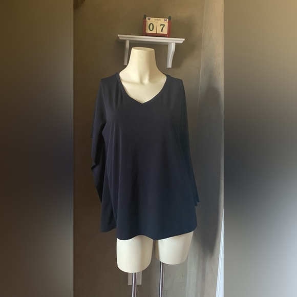 Charming Charlie Asymmetric One Sleeve Fancy Top Women’s Size S, black - Picture 4 of 12